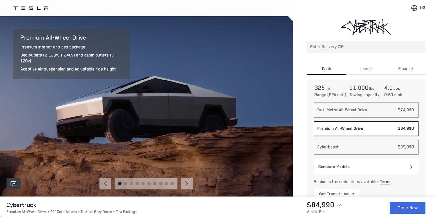 Продажі Tesla Cybertruck залишаються низькими попри дешевшу модель